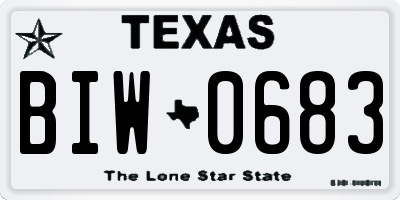 TX license plate BIW0683