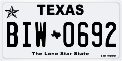 TX license plate BIW0692