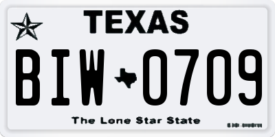 TX license plate BIW0709