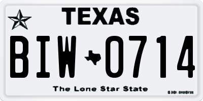 TX license plate BIW0714