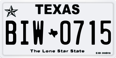 TX license plate BIW0715