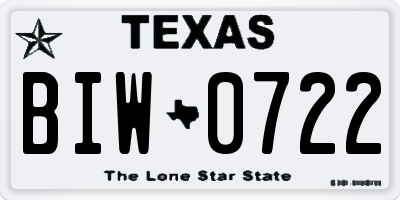 TX license plate BIW0722