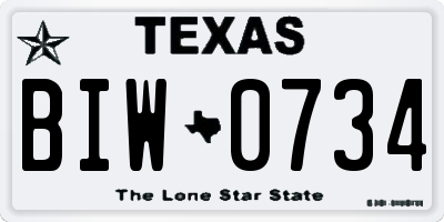 TX license plate BIW0734