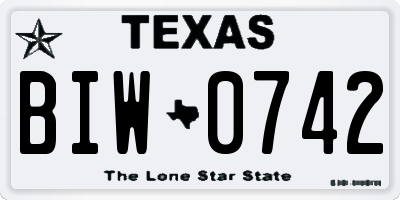 TX license plate BIW0742