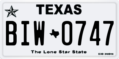 TX license plate BIW0747