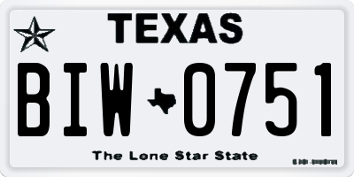 TX license plate BIW0751