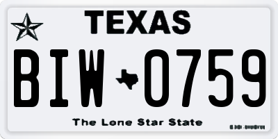 TX license plate BIW0759