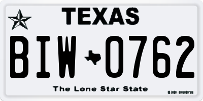 TX license plate BIW0762