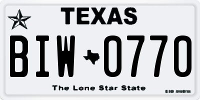 TX license plate BIW0770