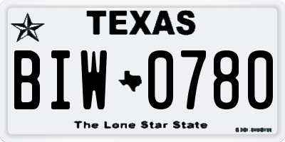 TX license plate BIW0780