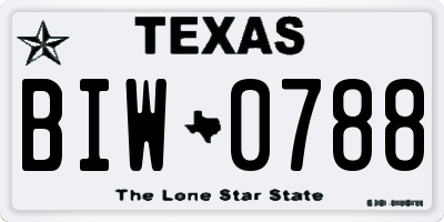 TX license plate BIW0788