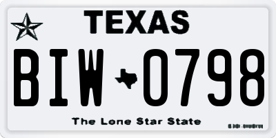TX license plate BIW0798