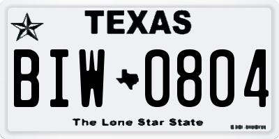 TX license plate BIW0804