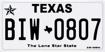 TX license plate BIW0807