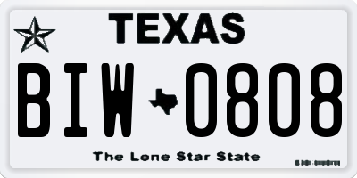 TX license plate BIW0808