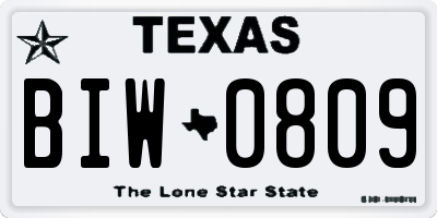 TX license plate BIW0809