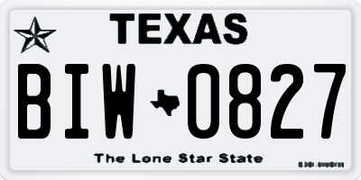 TX license plate BIW0827