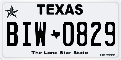 TX license plate BIW0829