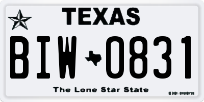 TX license plate BIW0831