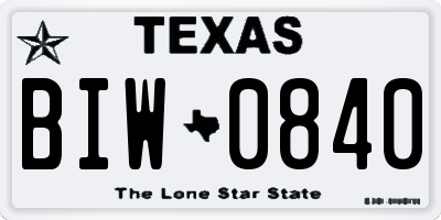 TX license plate BIW0840