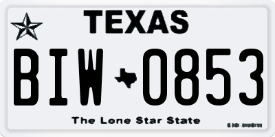 TX license plate BIW0853