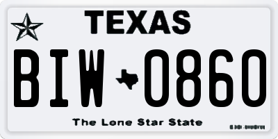 TX license plate BIW0860