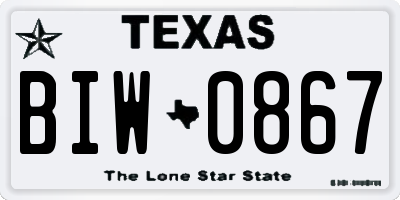 TX license plate BIW0867