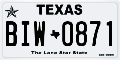 TX license plate BIW0871