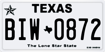 TX license plate BIW0872