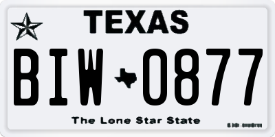 TX license plate BIW0877