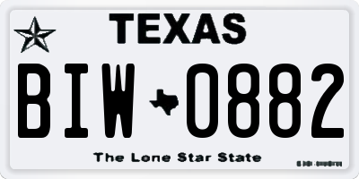 TX license plate BIW0882