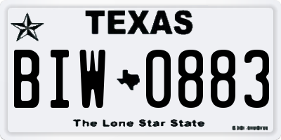 TX license plate BIW0883
