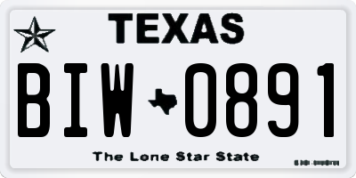 TX license plate BIW0891