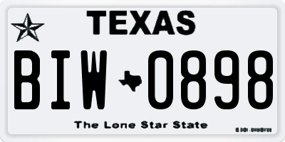 TX license plate BIW0898