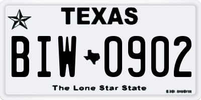 TX license plate BIW0902