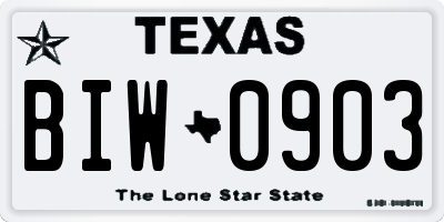 TX license plate BIW0903