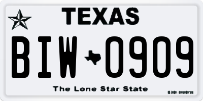 TX license plate BIW0909