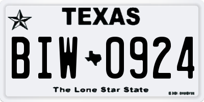 TX license plate BIW0924
