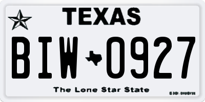 TX license plate BIW0927