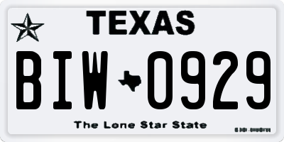 TX license plate BIW0929