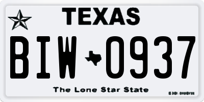 TX license plate BIW0937