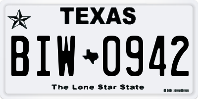 TX license plate BIW0942
