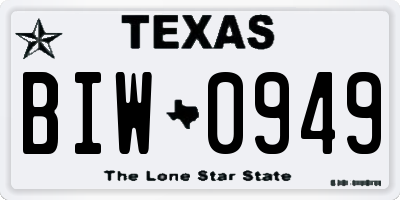 TX license plate BIW0949