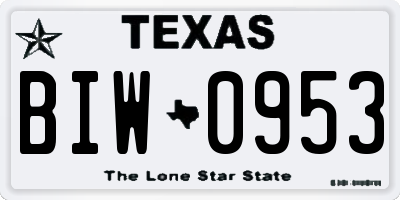 TX license plate BIW0953