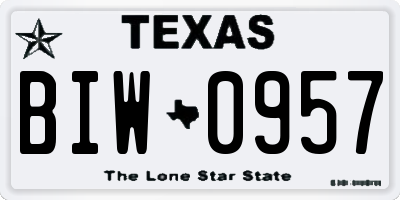 TX license plate BIW0957