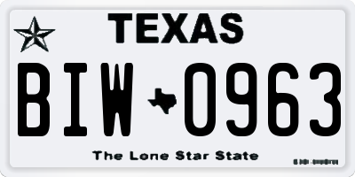 TX license plate BIW0963