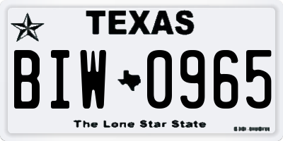 TX license plate BIW0965