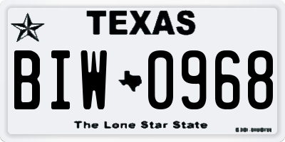 TX license plate BIW0968