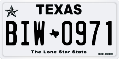 TX license plate BIW0971