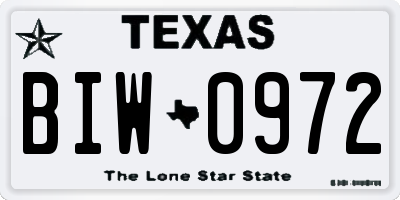 TX license plate BIW0972
